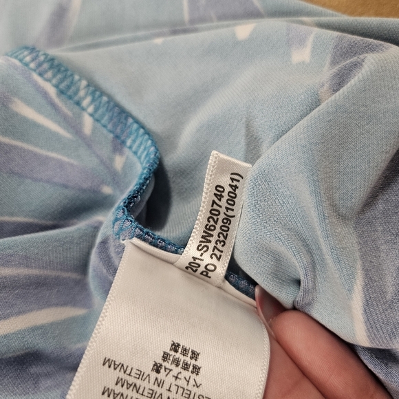 Tommy Bahama Clara Blue Botanical Blitz Palm Leaf Ruched Moc Wrap Dress Beach XL - Picture 11 of 16